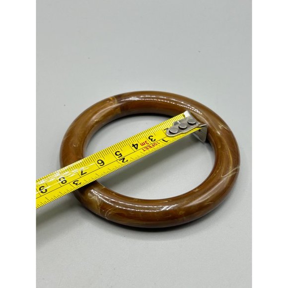 Vintage Marbled Plastic Bracelet Tubular Design Brown Bangle Chunky Plastic - Picture 6 of 6